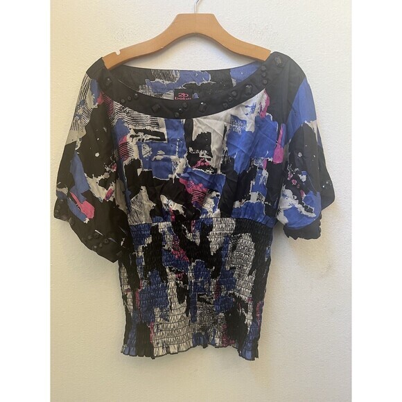 2b BEBE PURPLE FLORAL BLOUSE SIZE LARGE (S1) - Picture 1 of 3